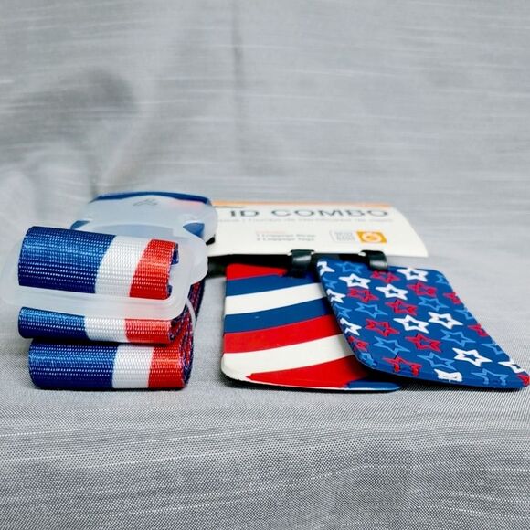 Travelon Travel ID Combo Luggage Strap Patriotic Stars And Stripes Americana NEW - Picture 4 of 10